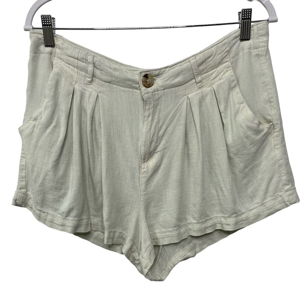Ban jara Anthropologie Linen Blend Shorts Pleated High Waist Casual Coastal L